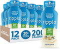 Ripple Vanilla Plant Based Protein Shake | 20g of Quality Sourced Pea Protein, Calcium & Iron Rich | Shelf Stable | Vegan & Non GMO | Dairy, Soy, Nut, & Gluten Free | 12 Fl Oz Bottles (Pack of 12)