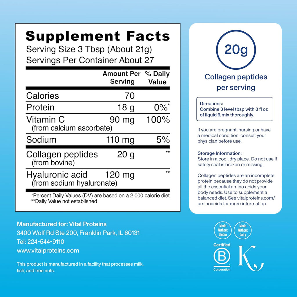Vital Proteins Collagen Peptides Powder Advanced, Unflavored, 20oz